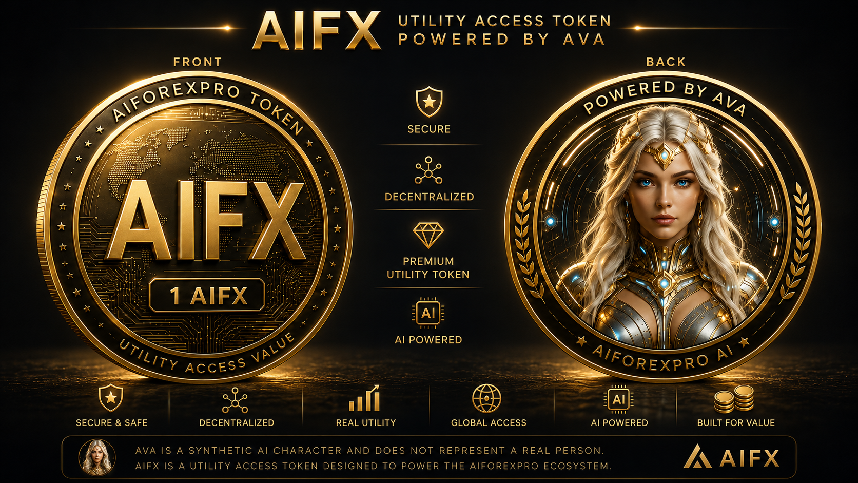 Approved AIFX two-sided coin showcase with AVA